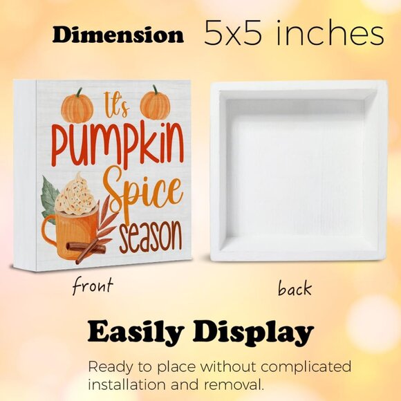 Fall Home Decor Pumpkin Decorations It's Pumpkin Spice Season Wooden Sign Rustic - Picture 3 of 7